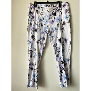 Calvin Klein white and blue floral ankle pants size 14